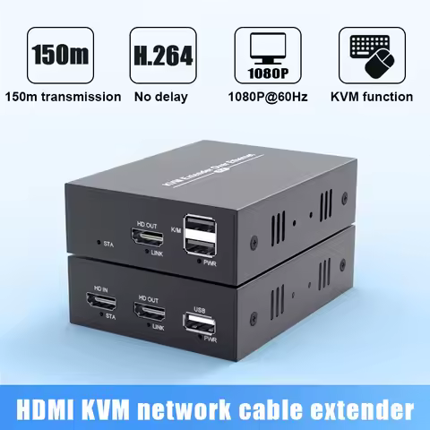 PWAY IP Network USB 1.1 KVM Extender RJ45 Ports 1080P HDMI Over LAN KVM Extender 150m HDMI KVM Exten