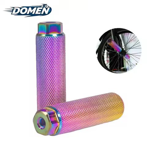 DOMEN Bicycle Pegs Bike Aluminum Alloy Anti Skid Lead Foot For MTB BMX Bike Fit 3/8'' Axle Footrest-