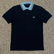 Fred Perry Green Striped Collar Original BlackPOLO T-Shirt/ Fred Perry AuthenticPOLO