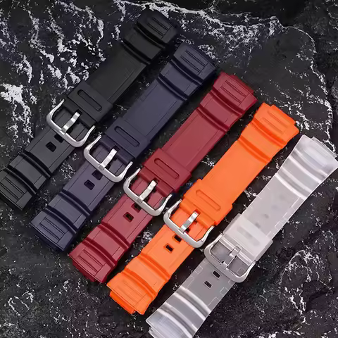Rubber Watch Strap for Casio MCW-100H/110H W-S220 HDD-S100 WV-200 AE-2000/2100 Resin Strap 16mm Watc