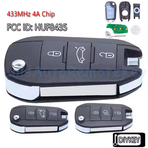 3 Buttons Flip Remote Car Key Fob 433MHz 4A Chip for Citroen Aircross C3 C5 C6 for Peugeot 308 4008 