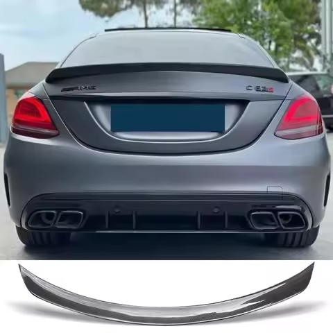 Type V Spoiler for Benz W205 C260 C43 C63 Coupe AMG Carbon Fiber Rear Ducktail Wing C-class 4 2 Door