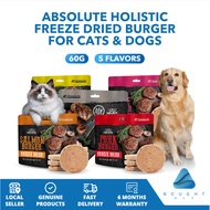 Absolute Holistic Freeze Dried Burger 60g - Raw Treats for Cats & Dogs, Grain-Free, High Protein