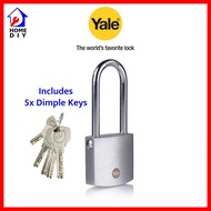 Yale High Security Y120DB/60/163/1 Padlock Comes with 5 Dimple Keys 60mm - Long Shackle Satin Chrome Finish Outdoor Weather Resistant Lock