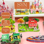 3D puzzle 3D拼图 3D立体拼图 - Combo of 3 3D assembly models with many themes - DIY models - 3D puzzles for