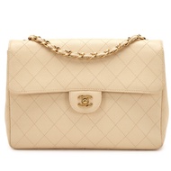 Chanel Beige Quilted Caviar Jumbo Classic Flap Gold Hardware, 2000-2002