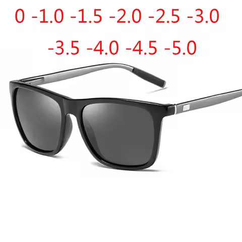 Fashion Polarized Sunglasses Men Women Aluminum Magnesium Driver Square Prescription Sunglasses 0 -0