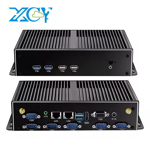 Fanless Industrial Computer Mini PC 6x COM RS232 2.5G Ethernet Intel i3 i5 i7 4th/5th Gen CPU WiFi 4