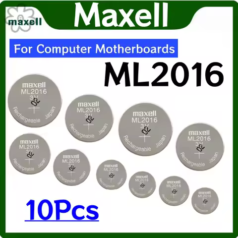 10PCS Original-MAXELL ML2016 Rechargeable Battery Can Replace CR2016 Photokinetic Kinetic Energy Rec