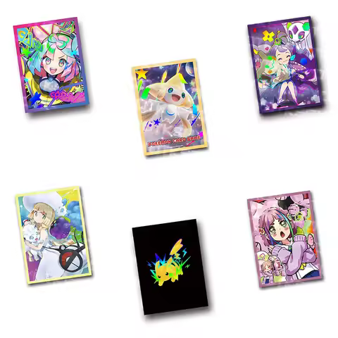 60Pcs/Set 67x92mm Anime Pokemon Game PTCG Flash Card Sleeve Pikachu Jirachi Gengar Iono Lillie Acero