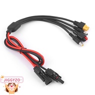 JIGGYZO  Panel Extension Cable, 4 in 1 30A  Wire, Connector 1m Length MC4 to DC5521 7909 XT60 Female
