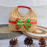(TL8) CHRISTMAS SERIES Snack Bag 23cm x 13cm | Hamper bag | Bamboo Woven Bag | Fruit Container | Foo