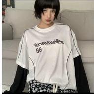 472 HYK SHOP🇲🇾 Korean Style Contrast Patchwork Long Sleeve T-Shirt Women | Baju Wanita Kasual Summer