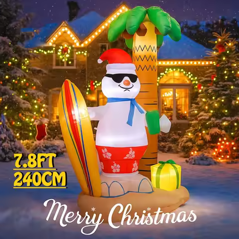 7.8FT Snowman Palm Tree Inflatable Christmas Decorations Ornaments Lights Outdoor Decoration Yard Ho