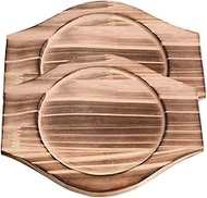 UPKOCH Stand Pads 2pcs Korean Dolsot Stone Bowl Wood Base Casserole Pot Tray Bibimbap Bowl Wood Mat