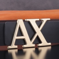 Ax Letter Belt Brand Men's Genuine Leather Belt Genuine Leather Cowhide Belt Korean Version Alloy Bu