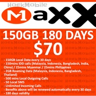 [B2] M1 Maxx $70 150GB IDD 180Days / Renewal Plan / Mobile Top Up