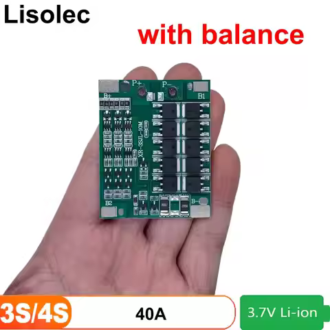 With Balance 12V BMS 3S 4S 40A Protect Board 11.1V 14.8V 18650 21700 Ternary Lithium Battery Charge 