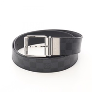 [二手] Louis LOUIS VUITTON腰帶，Damier Print，40 毫米，Damier Graphite，銀​​色五金配件，雙面，M9156，皮革，Damier Print 腰帶