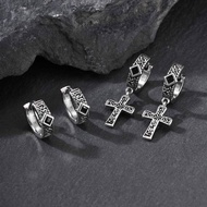 Diamond Earrings Cross Earrings Men's Trendy Punk Street Style Earrings