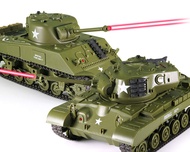 Sherman vs Pershing Infrared Battle Tanks 2-Set Combat Fight Pair 2.4Ghz RC Battling Panzer Remote C