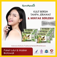 RORO MENDUT Paket Lulur & Masker Brotowali Mini Size 20 gr (2 Lulur dan 3 Masker) Whitening Anti Acn