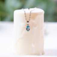 倫敦藍托帕石925純銀爪鑲項鍊