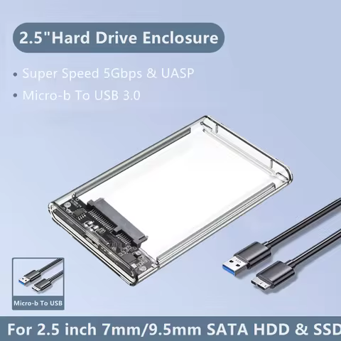 Transparent External Hard Drive Enclosure 2.5 Inch HDD SSD Case Micro-B To USB 4TB Harddisk Boxs Com