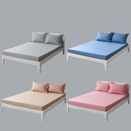 【ready stock】Washed Cotton Fitted Bedsheet/PLAIN COLOR COTTON CADAR BEDSHEET ONLY KUN CADAR MURAH KI