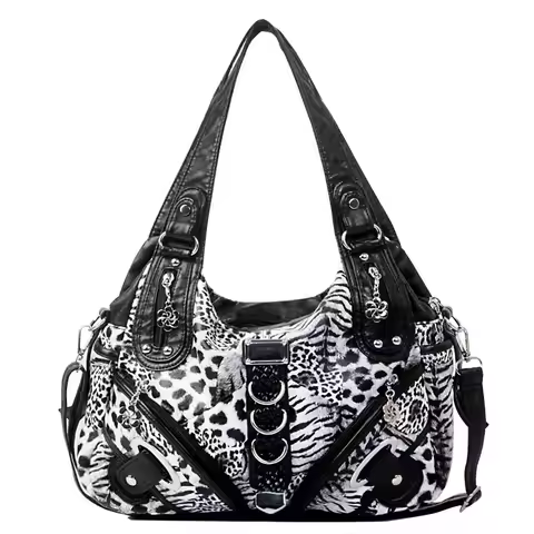 Angel Kiss Women Handbags Leopard Bag Top-handle Handbag Fashion Satchel Dumpling Pack Shoulder Bag 