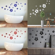 ⭐QUMM⭐18Pcs Acrylic Mirror Floral Wall Stickers Self Adhesive Mirror Wall Decor【JJ240227】