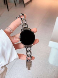1 件銀色不銹鋼單鍊錶帶,20 毫米、22 毫米,兼容三星 Watch4/5、華為、amazfit、garmin 智慧手錶