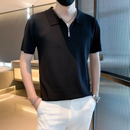 S317 homemade, POLO collar knitted short sleeve M~3XL, black, white, blue khakiS317自家批,POLO领针织短袖M~3X