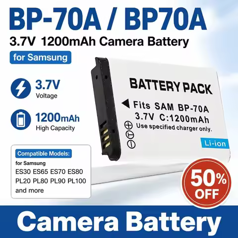 BP-70A/BP70A Camera Battery 3.7V 1200mAh for Samsung ES30 ES65 ES67 ES70 ES71 ES73 ES74 ES75 ES80 PL