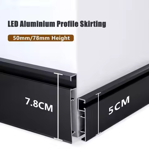 1M/2M Wall Skirting Hard Strip Lamp Aluminium Profile Baseboard Customized Suface Mounted Metal Wall
