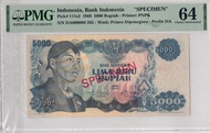 Uang Kuno 1968 Soedirman/Sudirman 5000 Rupiah PMG 64  | Wmk Diponegoro