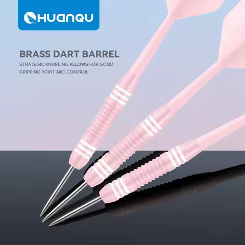Huanqu 3-Piece Pink Copper Dart Set with Dart Storage and Protection Case, Needle Darts, Professiona