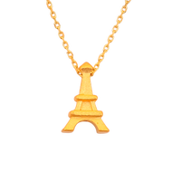 TAKA Jewellery 999 Pure Gold Eiffel Tower Pendant with 9K Gold Chain