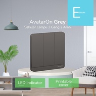 Schneider Electric AvatarOn Switch 3 Gang 2 Way Grey - E8333L2LED_DG_G3