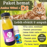 paket hemat d2 amino 100ml obat vitamin virus calici panle diare muntah sariawan kucing