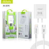 Alibaba Ali-3576 PD 18W Fast USB Charger With Type-C Lightning Cable
