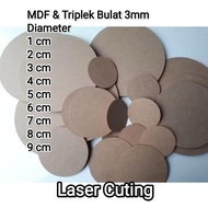 MDF Plywood round 3mm diameter 1 2 3 4 5 6 7 8 9 cm