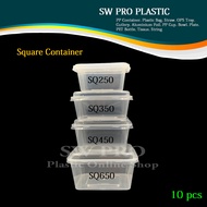 SQ250/ SQ350/ SQ450/ SQ550 /SQ650 Square Plastic Food Container with Lids / Bekas Plastik Petak / Be