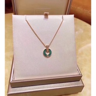 【High version 1: 1】bv new 18k rose gold Roman series classic disc turquoise diamond alphabet necklac