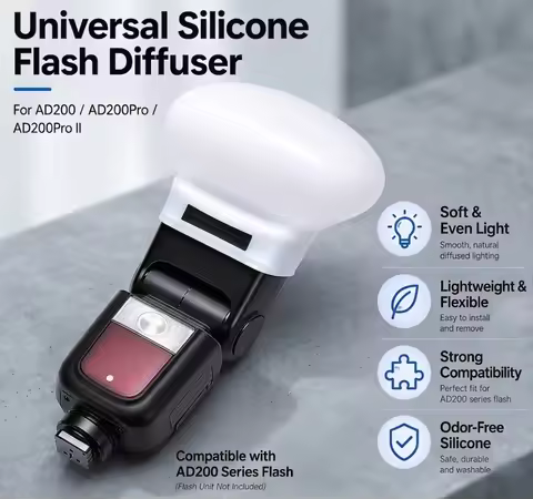 Silicone Flash Diffuser Soft Cover Compatible with Godox AD100Pro AD200Pro II V1Pro Canon Nikon Sony