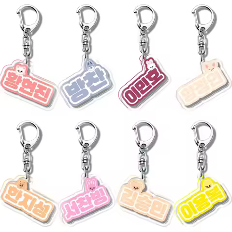 New SKZOO Acrylic Cartoon Keychain Stray Kids Celebrity Name Keychain Bag Pendant Accessory Birthday