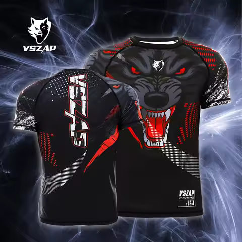 VSZAP Dark Knight Wolf King Boxing, Fighting, Martial Arts, Jiu - Jitsu Tight - fitting T - shirt, E