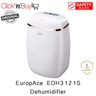 EuropAce EDH3121S | EDH 3121S Dehumidifier. 12L Moisture Removal. Real Time Humidity Display. 2.5L Tank Capacity. Safety Mark Approved. 1 Year Warranty.