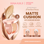 Hanasui Serum Cushion Soulmatte - Matte Finish UVA & UVB Protection Perfect Coverage Menyamarkan Por