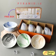 [4 PCS] PYRAMID MARBLE bowl SET CERAMIC 4.5 INCH I 11 CM I ceramic hamper bowl I premium bowl I porc